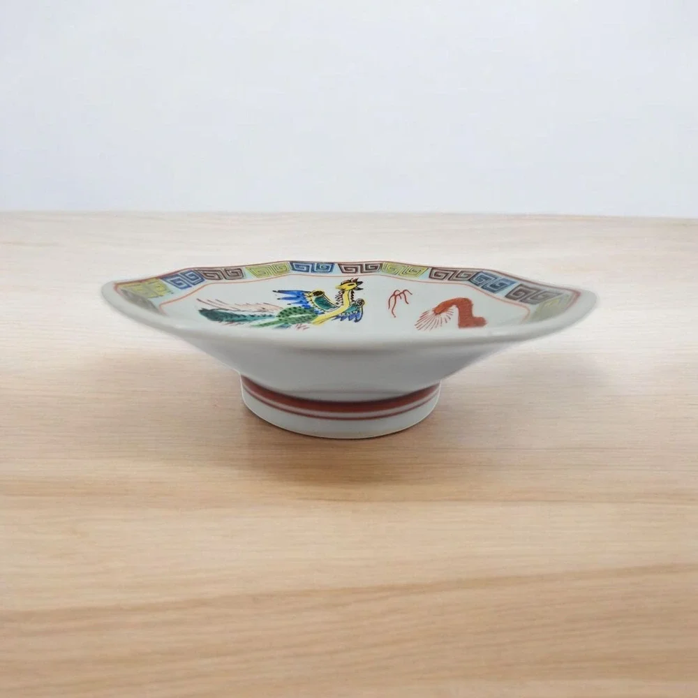 Antique Art Chinese Beishan Pottery Dragon Octagonal Bowl Footed Dish 6.5
